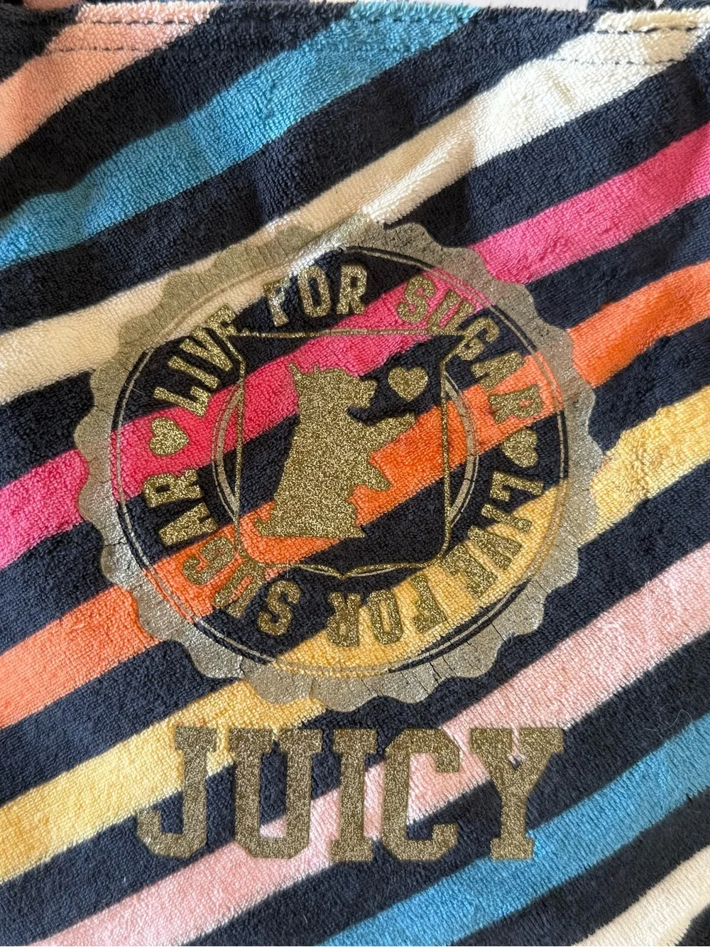 Juicy Couture Bag Terry Cotton Multicolor Striped Shoulder Beach Travel Small